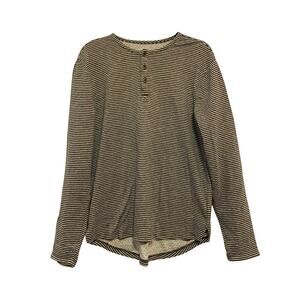 Five Four Striped Henley Shirt Men’s Large Blue Gray Long Sleeve Casual Knit